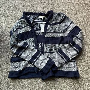 Loft, navy and white sweater jacket